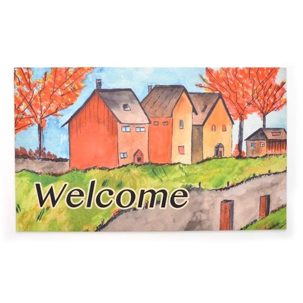 Stephan Roberts Home Stephan Roberts Home STRB-15805-12 18 x 30 in. Crumb Rubber Door Mat; Cottages in the Fall STRB-15805-12 - main